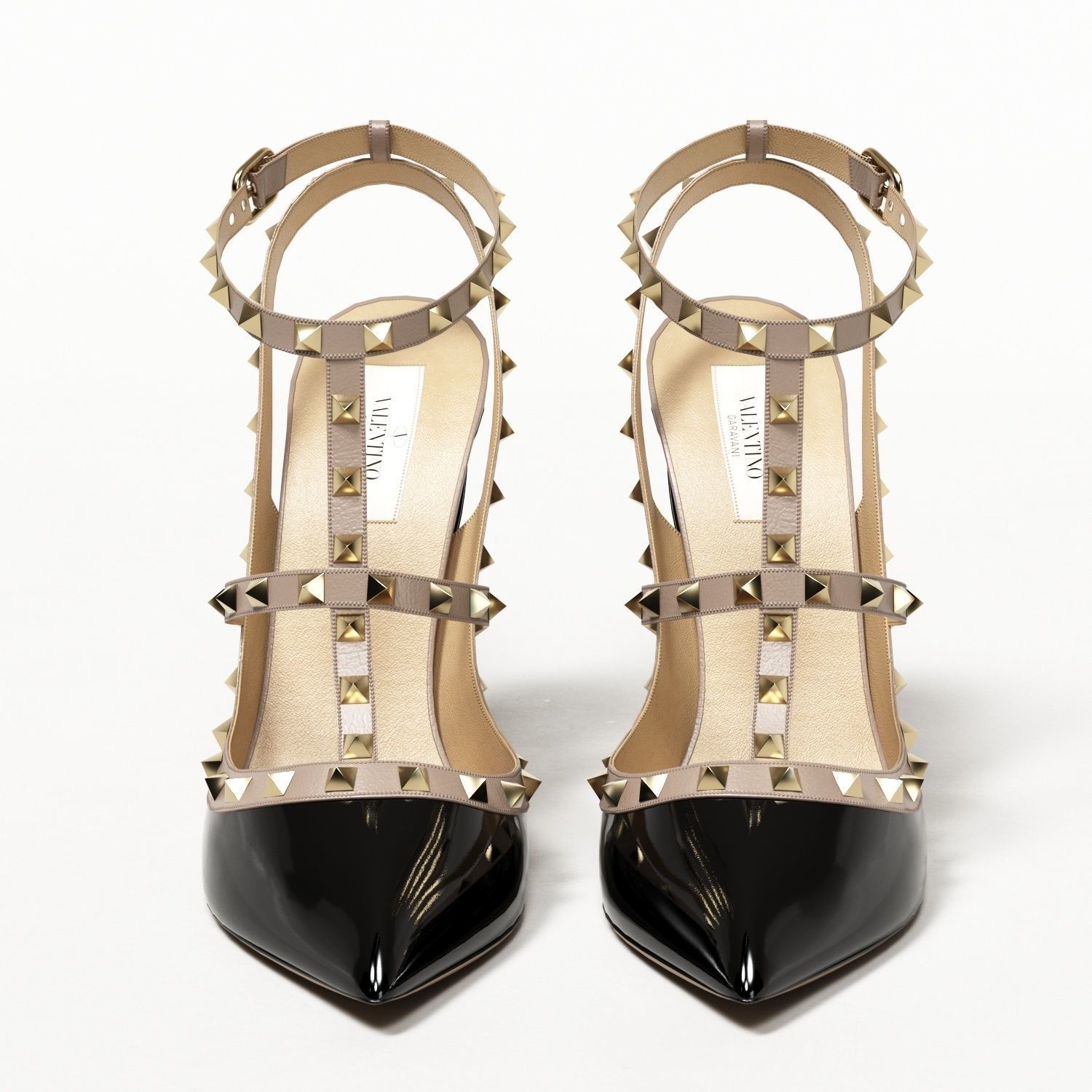Valentino Patent Rockstud Caged High Heels Low-poly 3D model_7