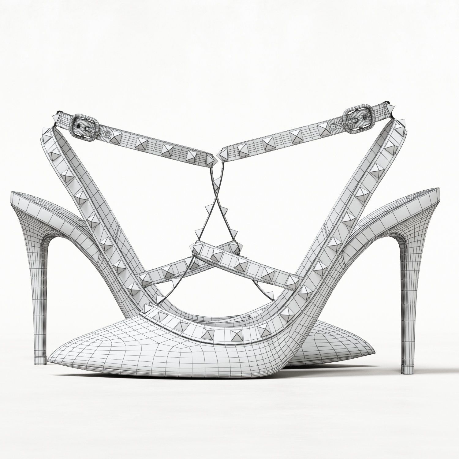 Valentino Patent Rockstud Caged High Heels Low-poly 3D model_29