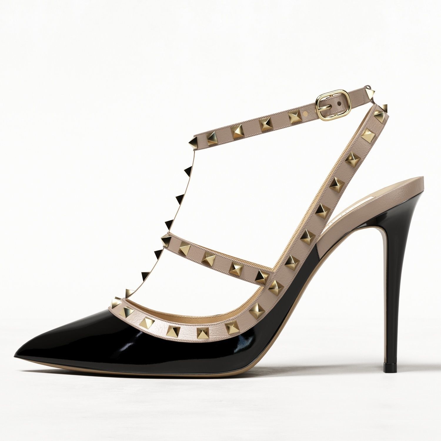 Valentino Patent Rockstud Caged High Heels Low-poly 3D model_6