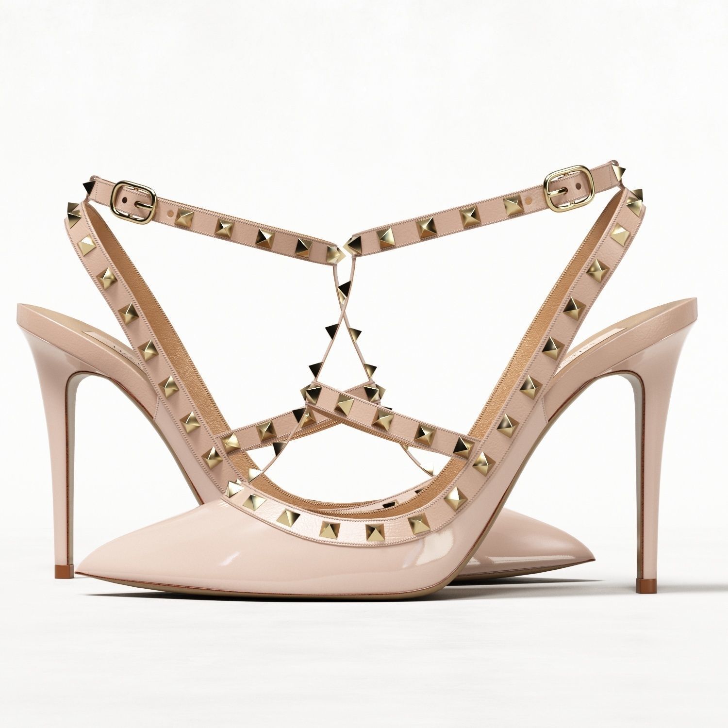 Valentino Patent Rockstud Caged High Heels Low-poly 3D model_22