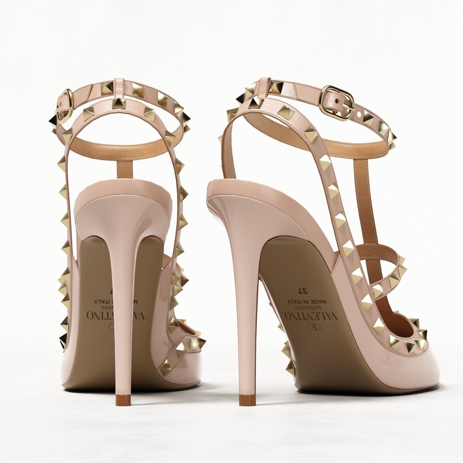 Valentino Patent Rockstud Caged High Heels Low-poly 3D model_18