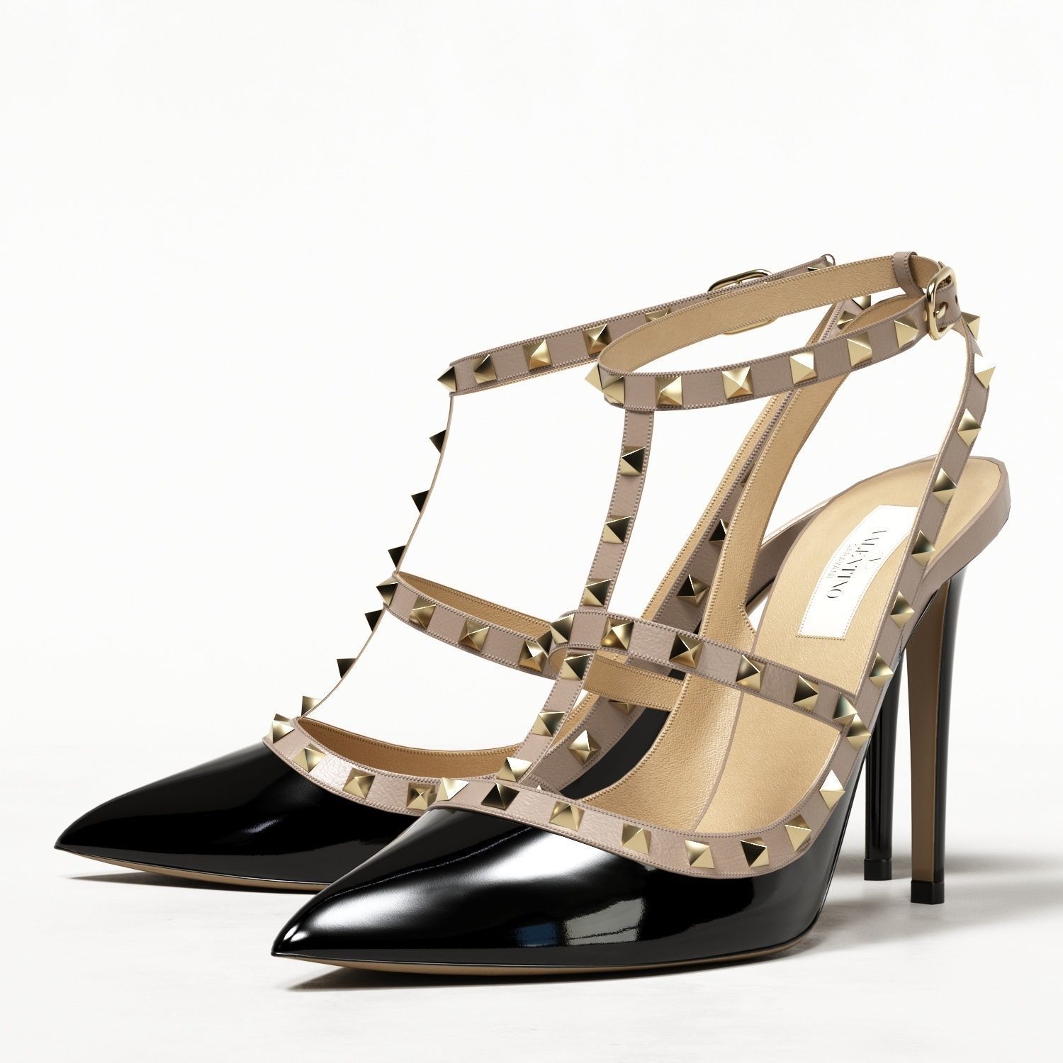 Valentino Patent Rockstud Caged High Heels Low-poly 3D model_2