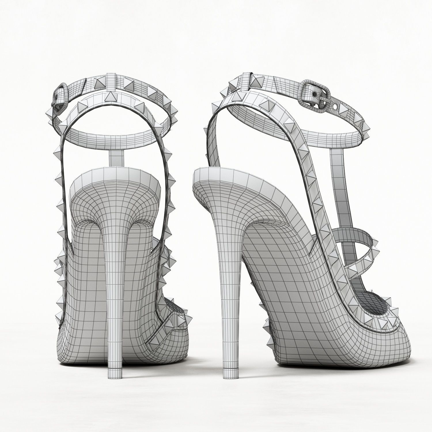 Valentino Patent Rockstud Caged High Heels Low-poly 3D model_25