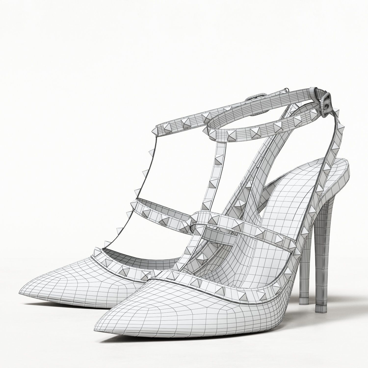 Valentino Patent Rockstud Caged High Heels Low-poly 3D model_23