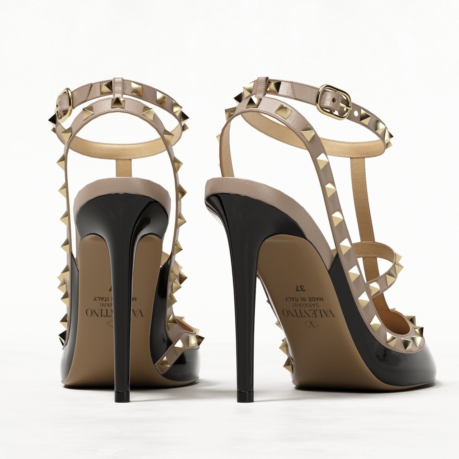 Valentino Patent Rockstud Caged High Heels Low-poly 3D model_4