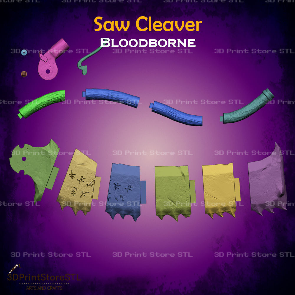 Saw Cleaver Cosplay Bloodborne - STL File 3D print model_2