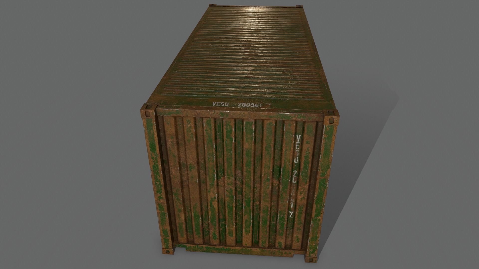 PBR 20 ft Shipping Cargo Container Version 2 - Green Dark Low-poly 3D model_13