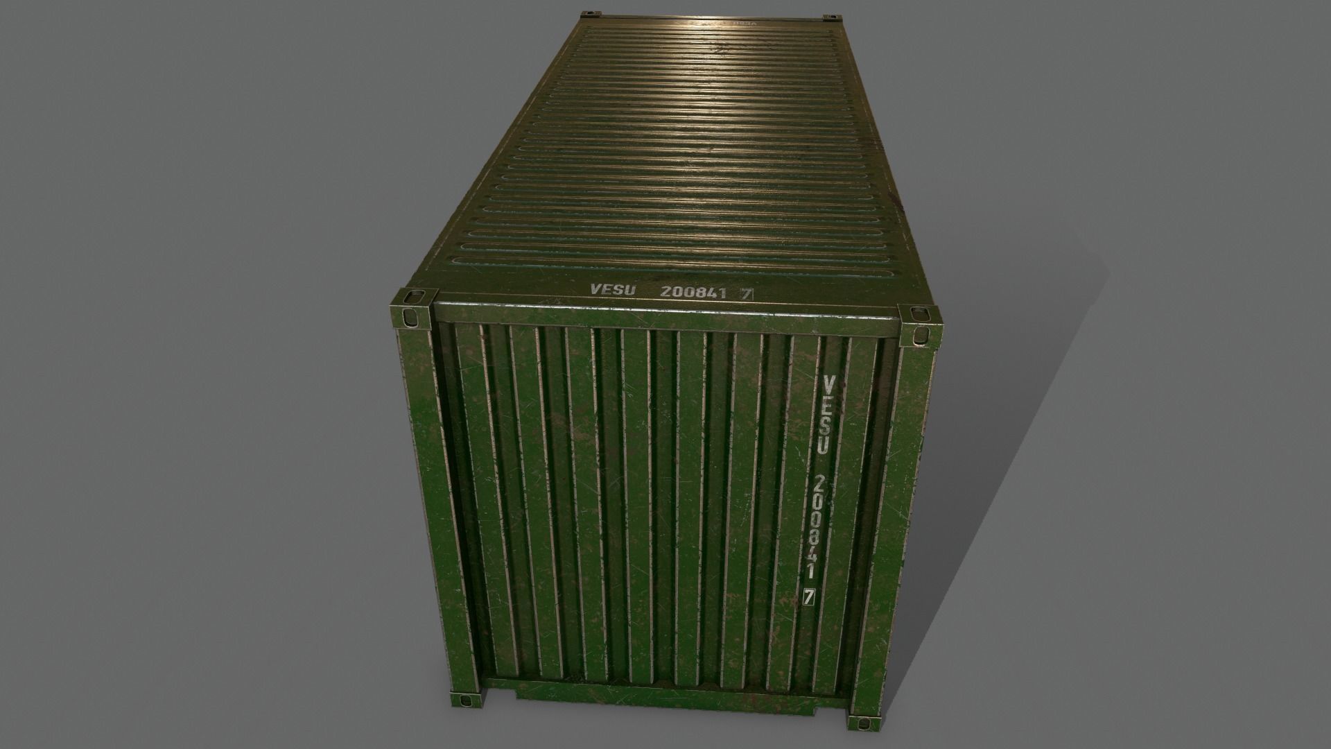 PBR 20 ft Shipping Cargo Container Version 2 - Green Dark Low-poly 3D model_12