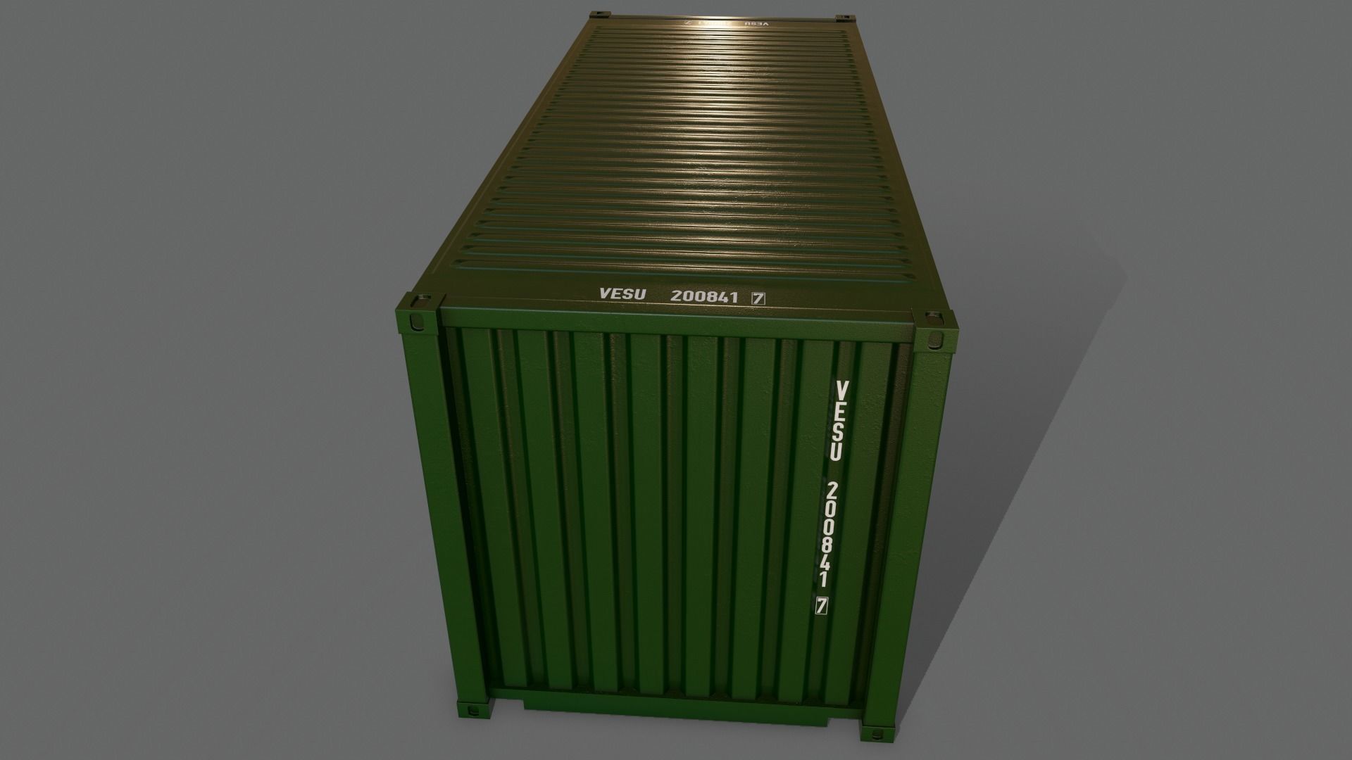 PBR 20 ft Shipping Cargo Container Version 2 - Green Dark Low-poly 3D model_11
