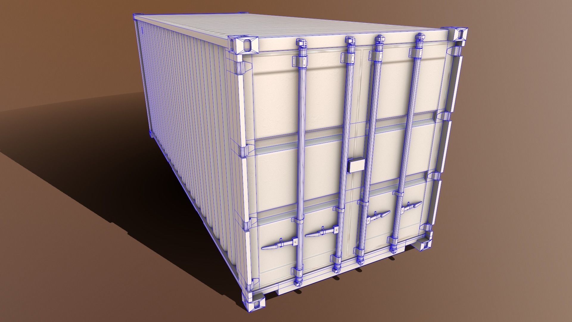 PBR 20 ft Shipping Cargo Container Version 2 - Green Dark Low-poly 3D model_20