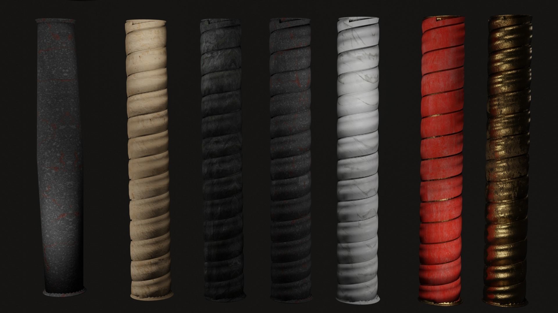 Roman and Greek columns 247 assets game ready low poly PBR Low-poly 3D model_15