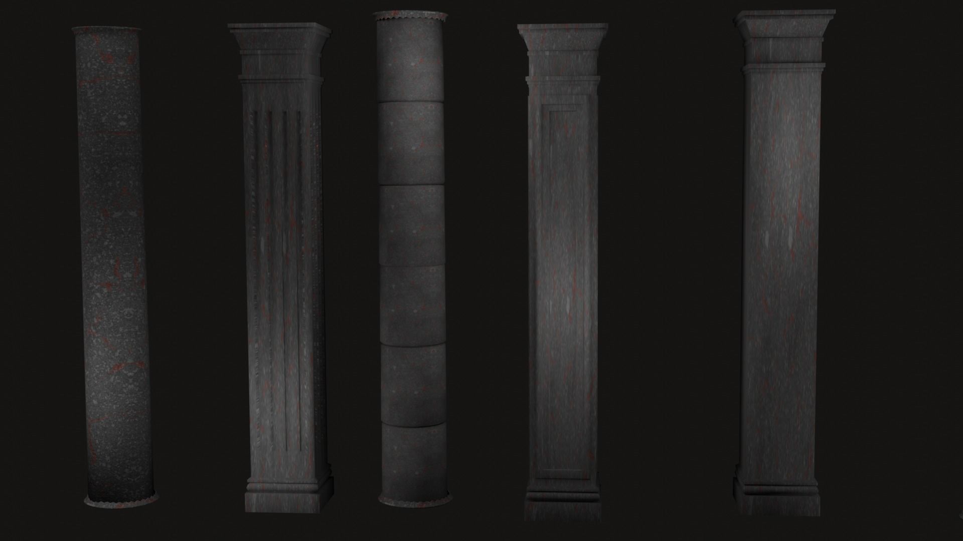 Roman and Greek columns 247 assets game ready low poly PBR Low-poly 3D model_11