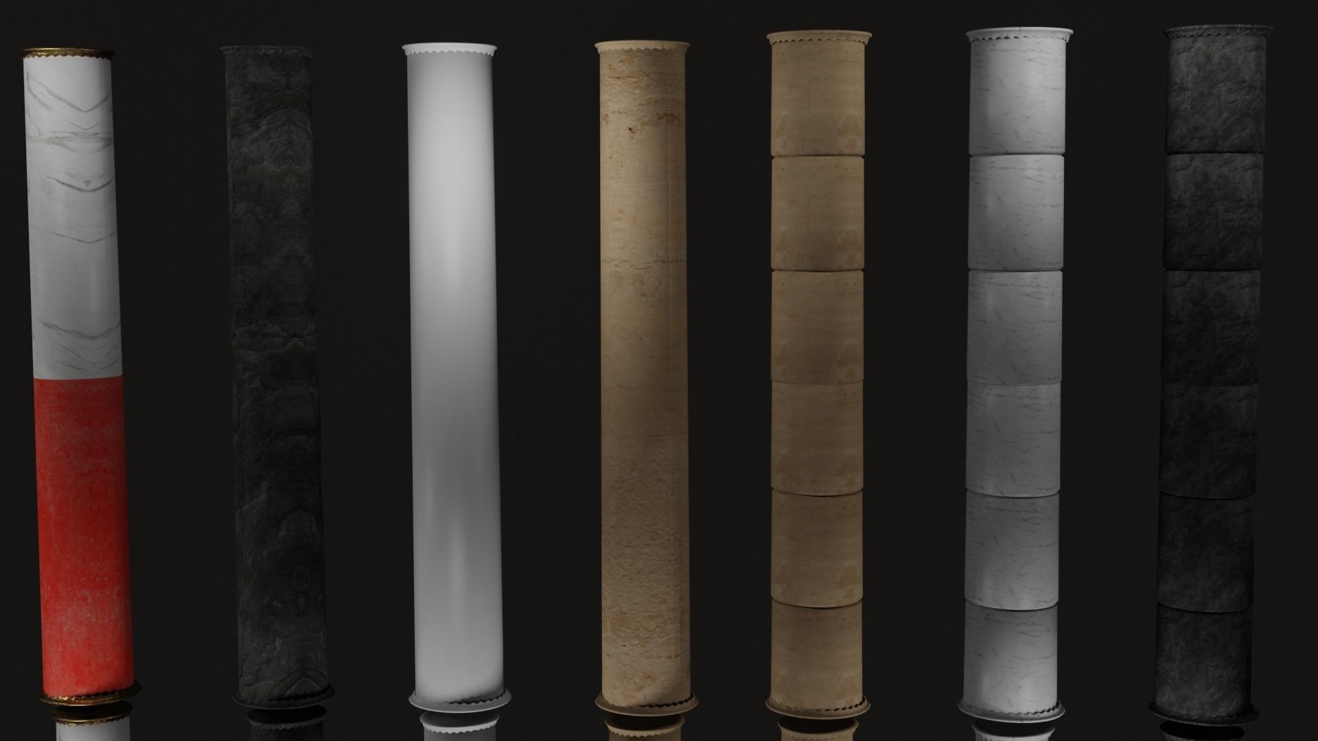Roman and Greek columns 247 assets game ready low poly PBR Low-poly 3D model_22