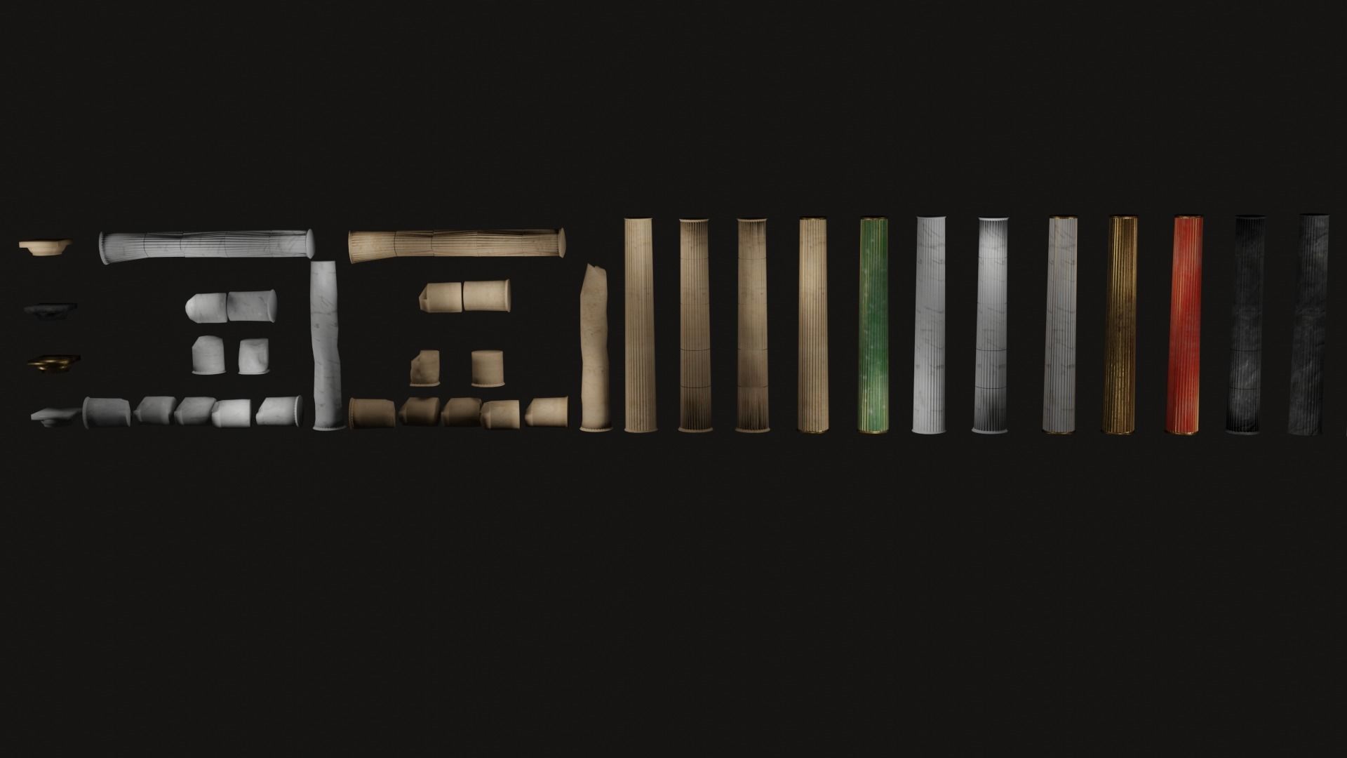 Roman and Greek columns 247 assets game ready low poly PBR Low-poly 3D model_7