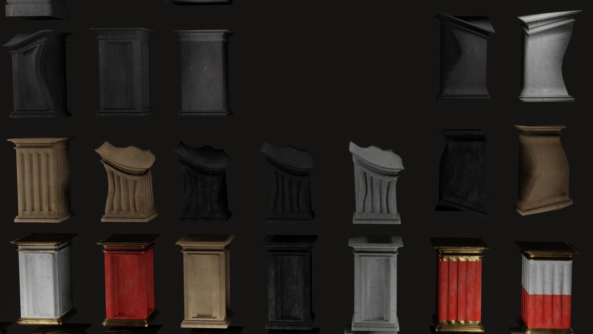 Roman and Greek columns 247 assets game ready low poly PBR Low-poly 3D model_13
