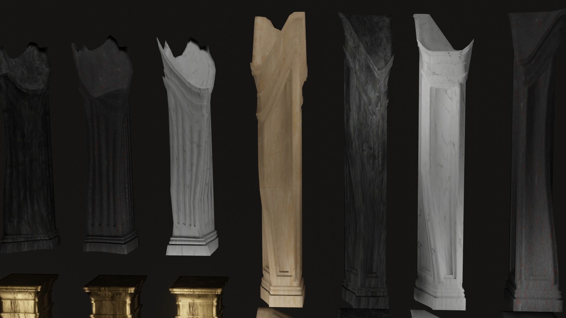 Roman and Greek columns 247 assets game ready low poly PBR Low-poly 3D model_18