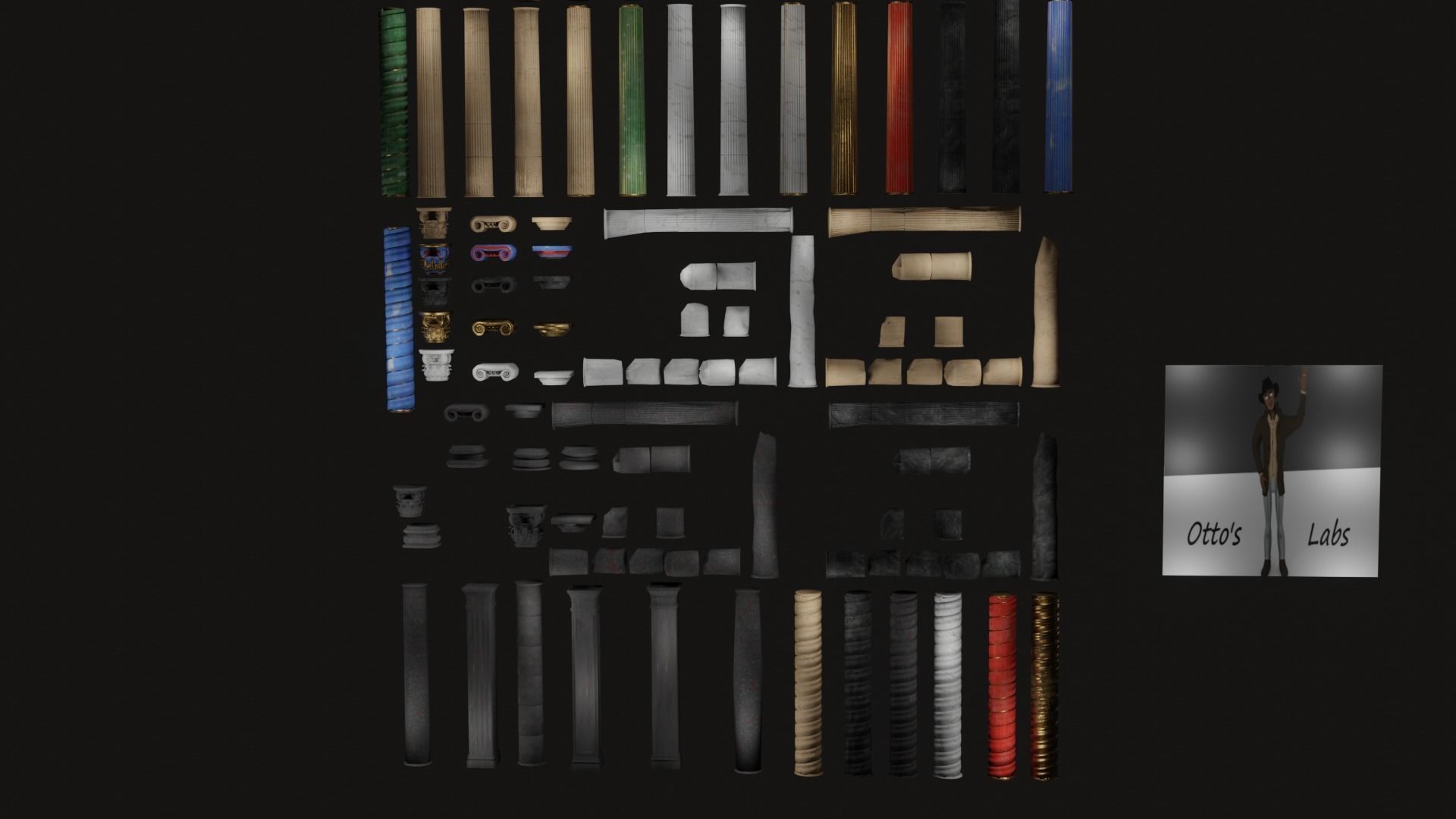 Roman and Greek columns 247 assets game ready low poly PBR Low-poly 3D model_1