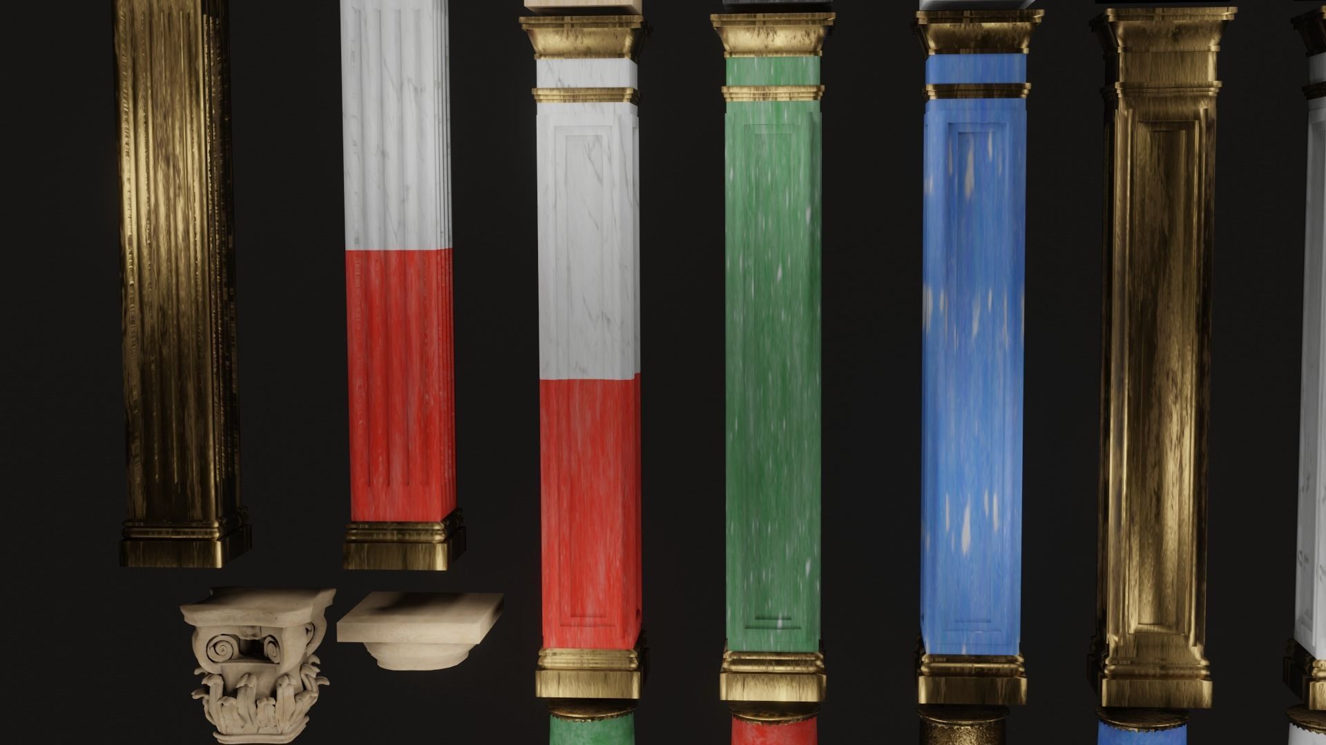 Roman and Greek columns 247 assets game ready low poly PBR Low-poly 3D model_25