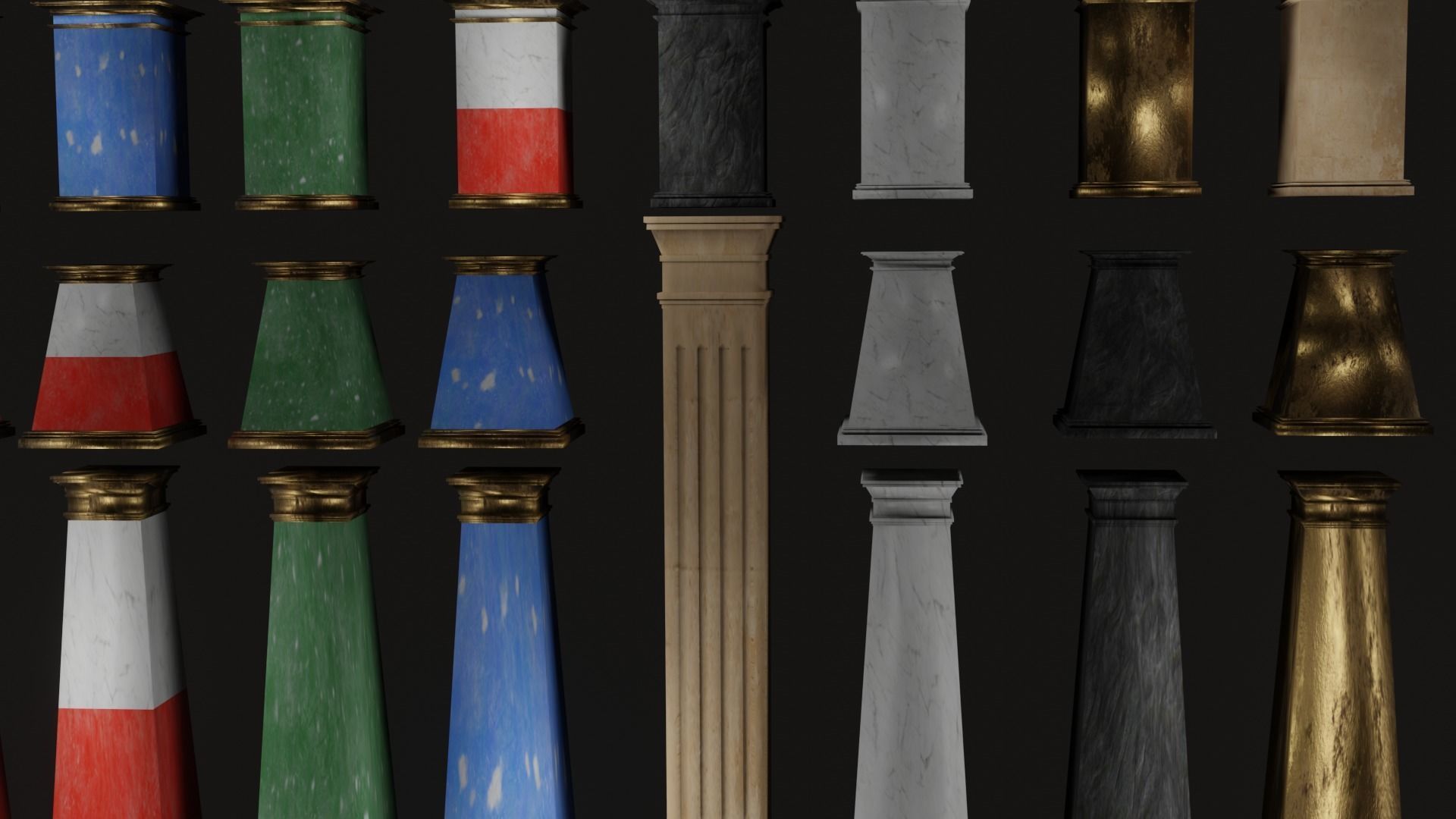 Roman and Greek columns 247 assets game ready low poly PBR Low-poly 3D model_31