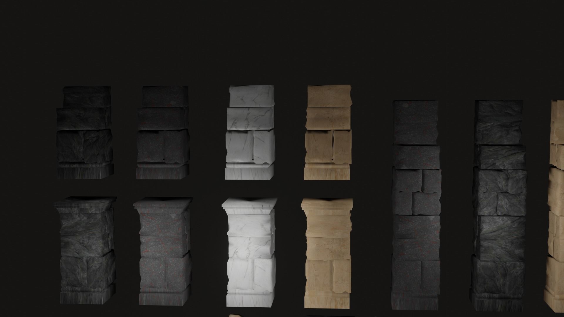 Roman and Greek columns 247 assets game ready low poly PBR Low-poly 3D model_10