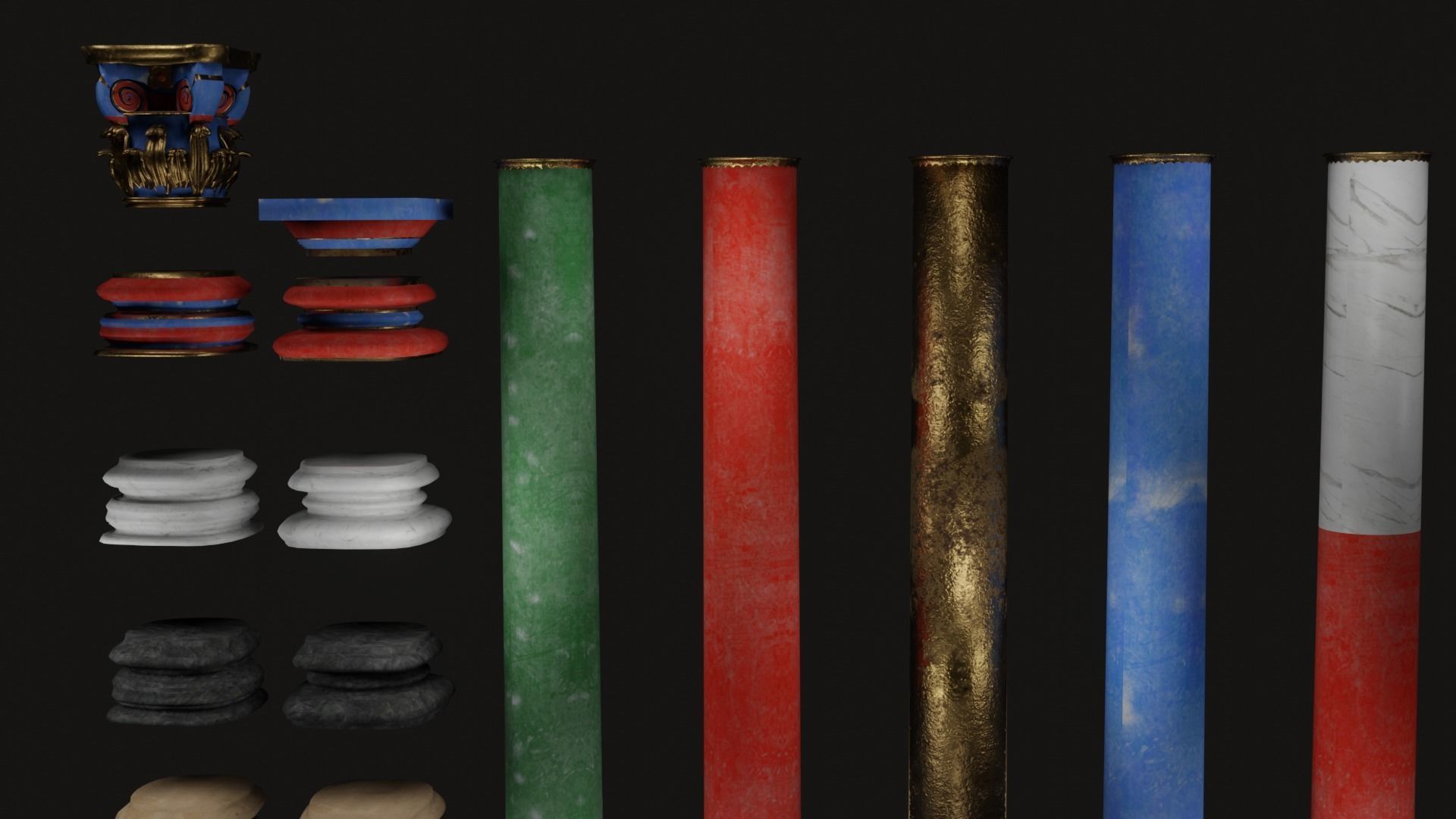Roman and Greek columns 247 assets game ready low poly PBR Low-poly 3D model_27
