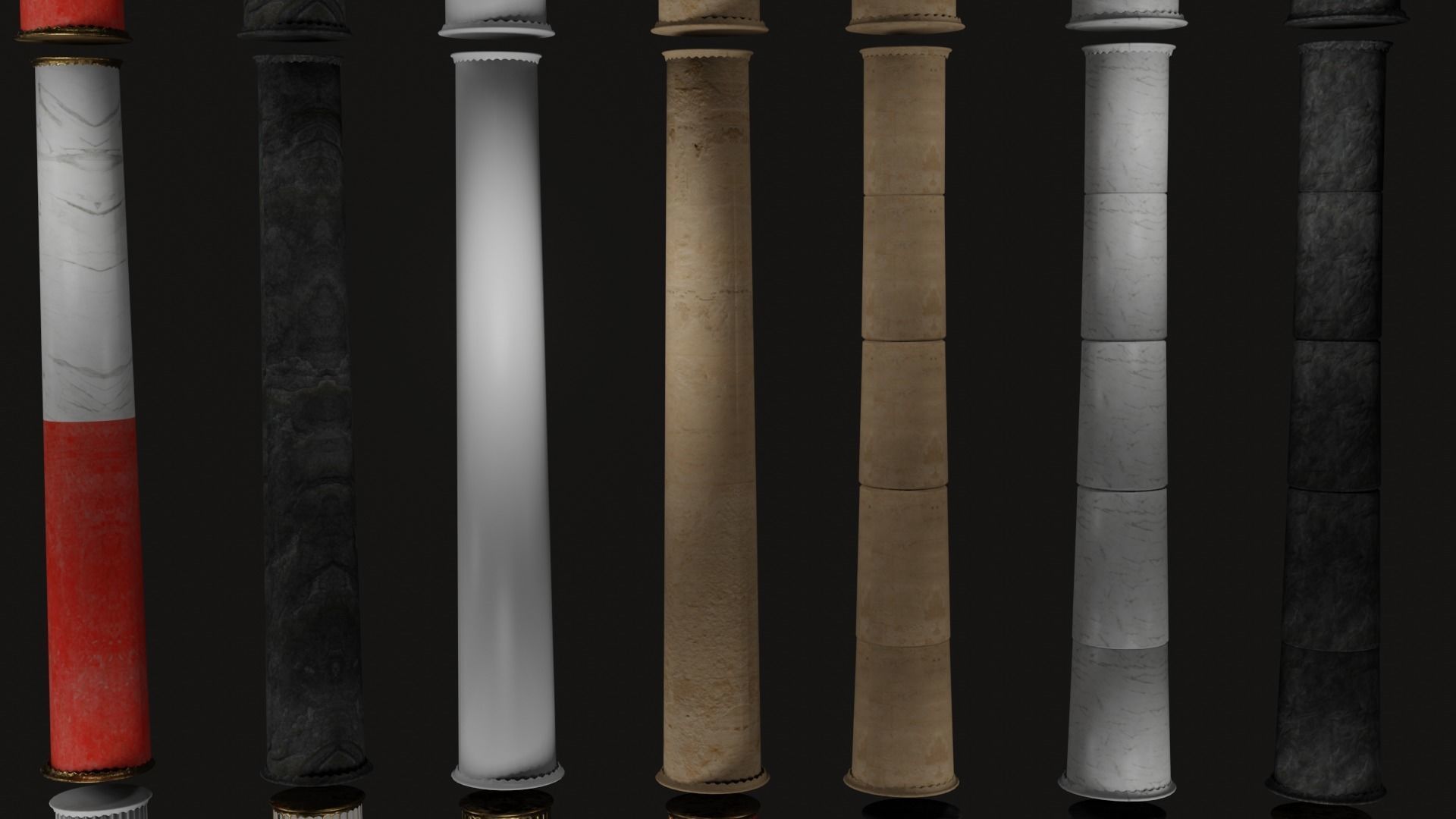 Roman and Greek columns 247 assets game ready low poly PBR Low-poly 3D model_23