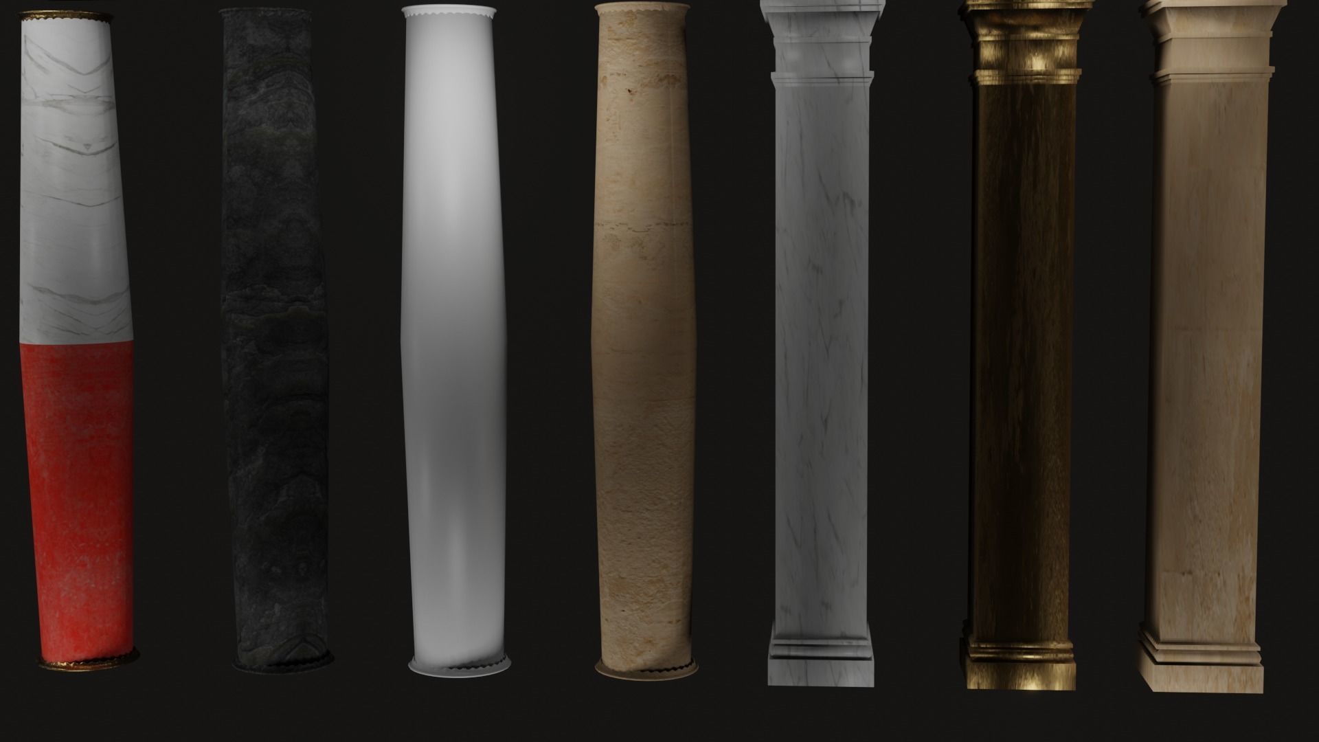 Roman and Greek columns 247 assets game ready low poly PBR Low-poly 3D model_26