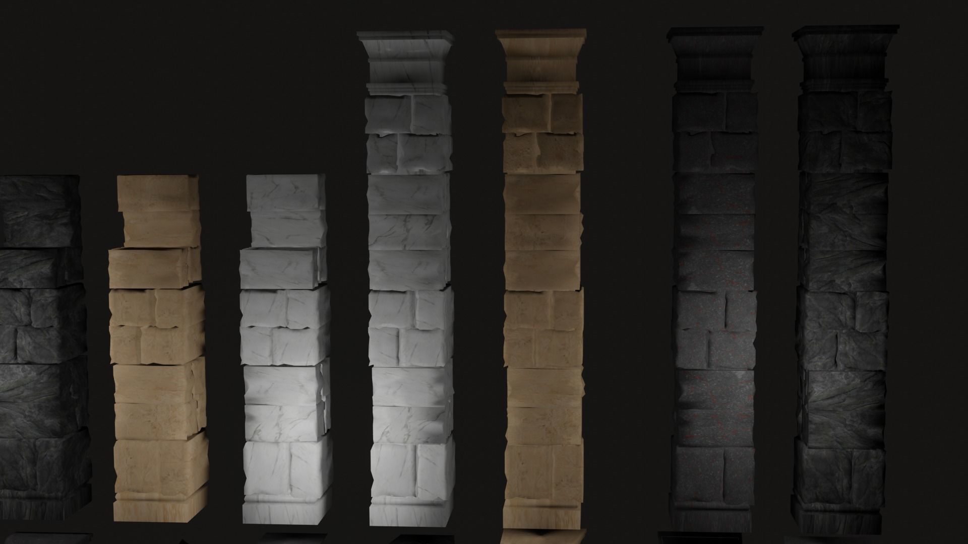 Roman and Greek columns 247 assets game ready low poly PBR Low-poly 3D model_5