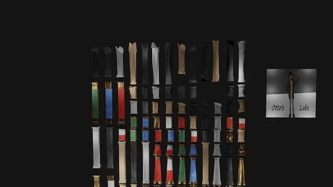 Roman and Greek columns 247 assets game ready low poly PBR Low-poly 3D model