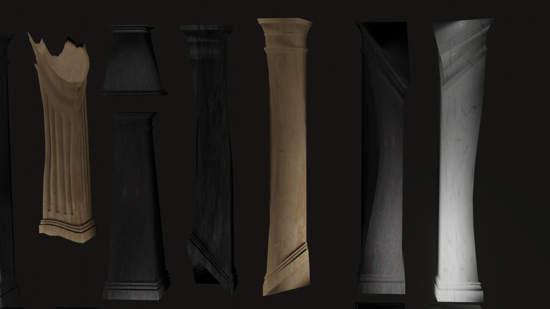 Roman and Greek columns 247 assets game ready low poly PBR Low-poly 3D model_17