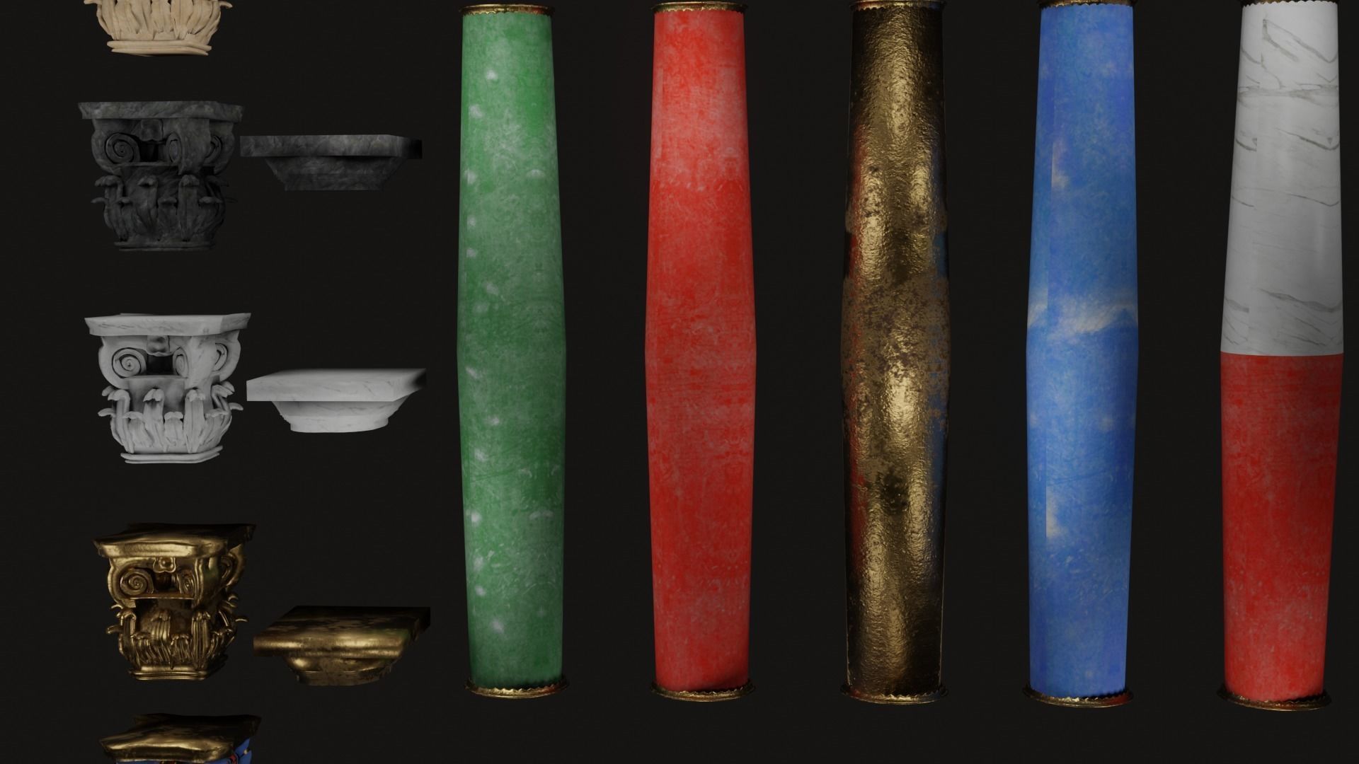 Roman and Greek columns 247 assets game ready low poly PBR Low-poly 3D model_29