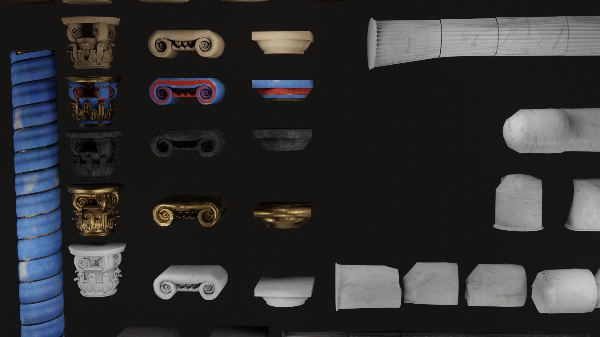 Roman and Greek columns 247 assets game ready low poly PBR Low-poly 3D model_4