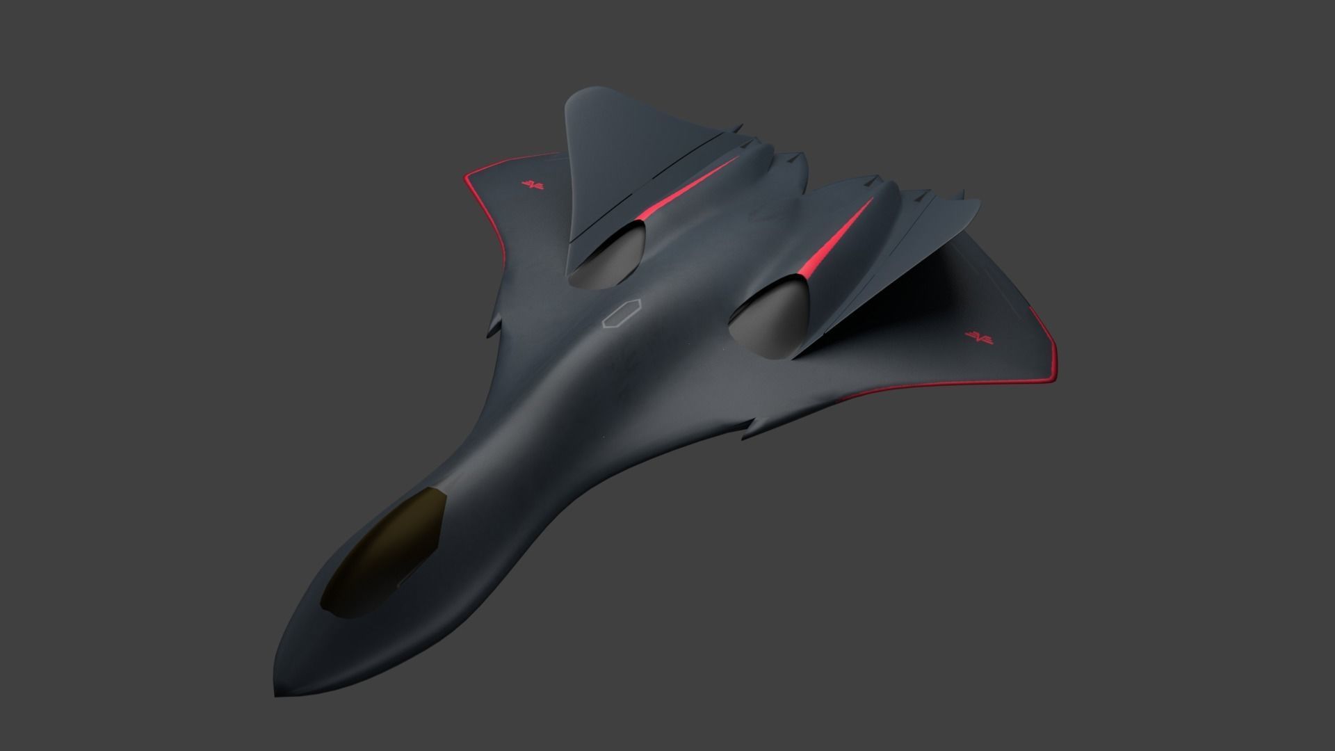 Stealth fighter jet spaceship like 3D model_1