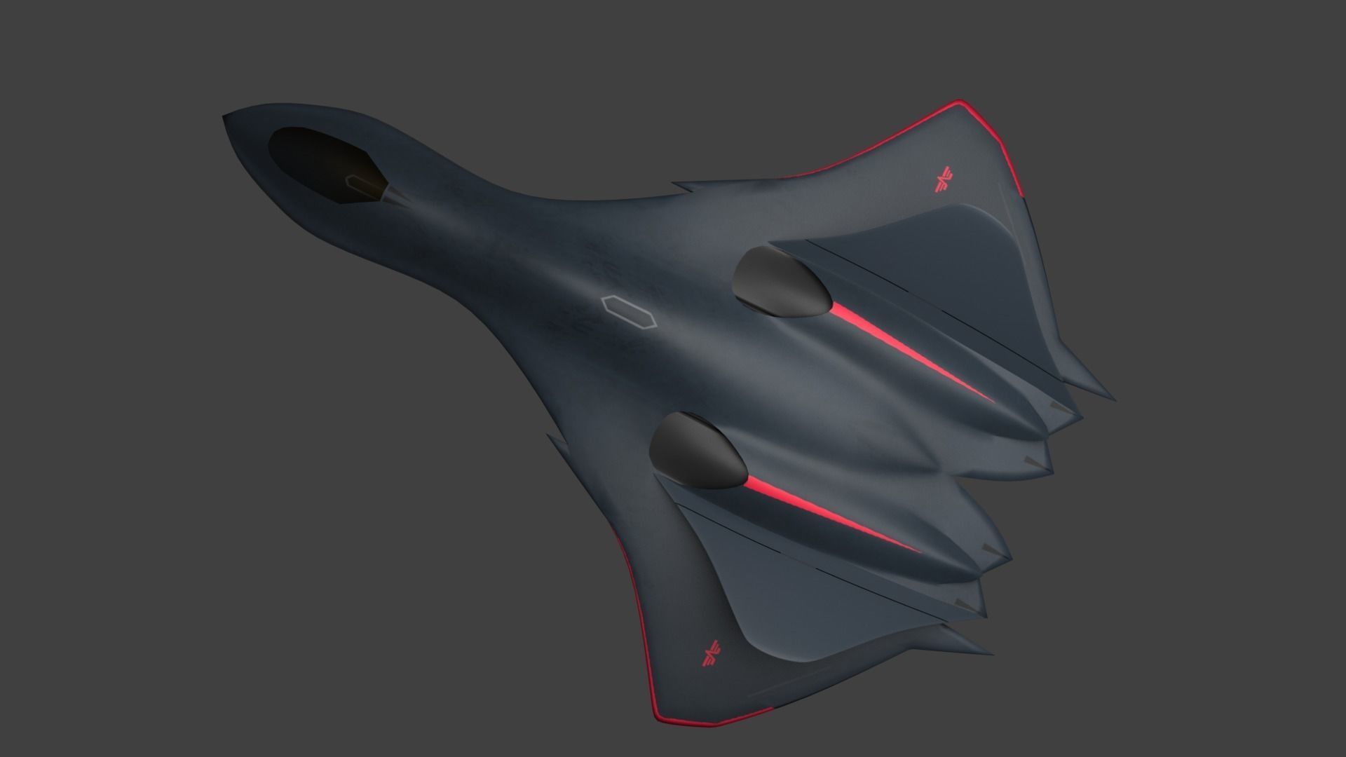 Stealth fighter jet spaceship like 3D model_3