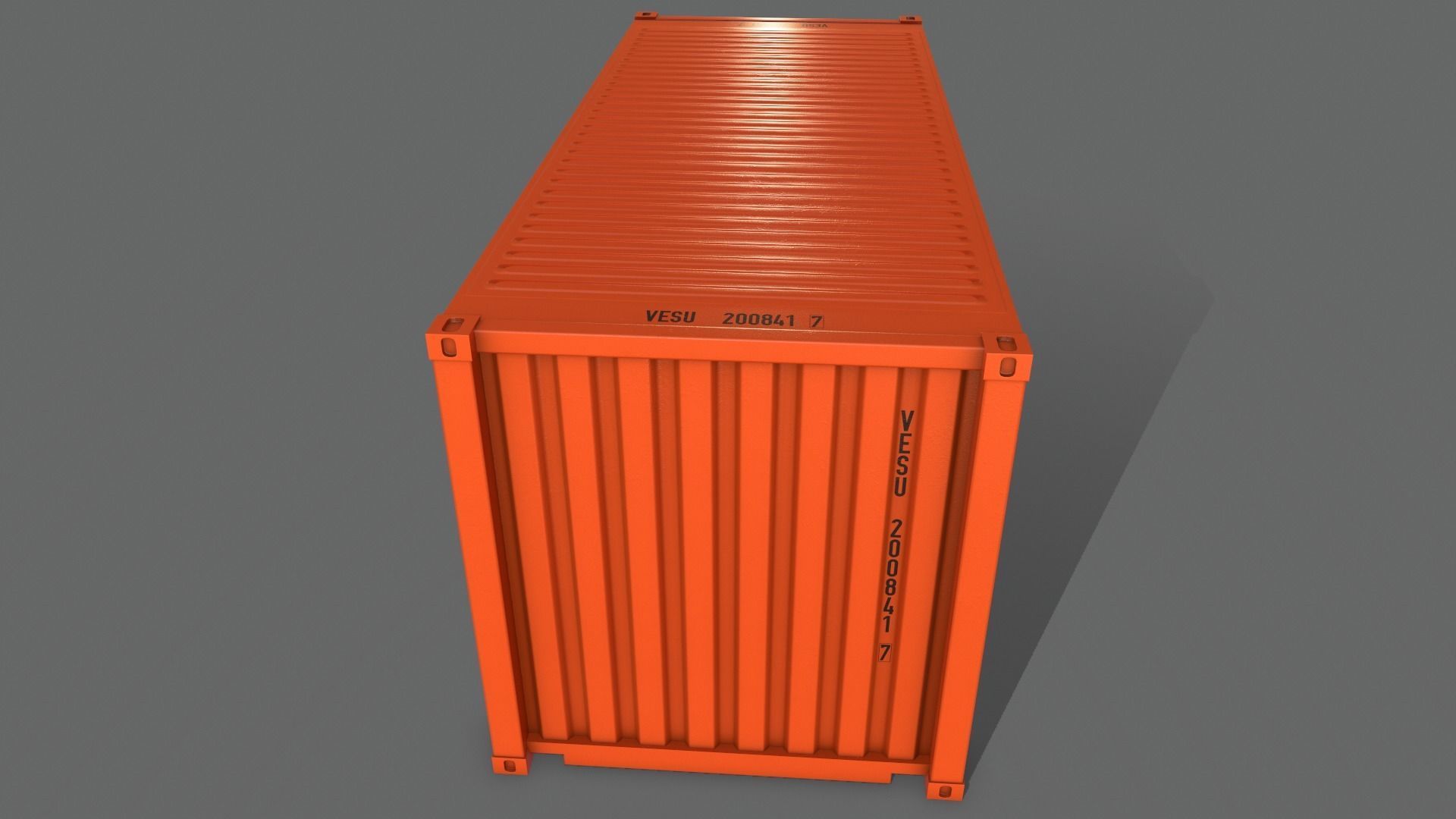 PBR 20 ft Shipping Cargo Container Version 2 - Orange Low-poly 3D model_11