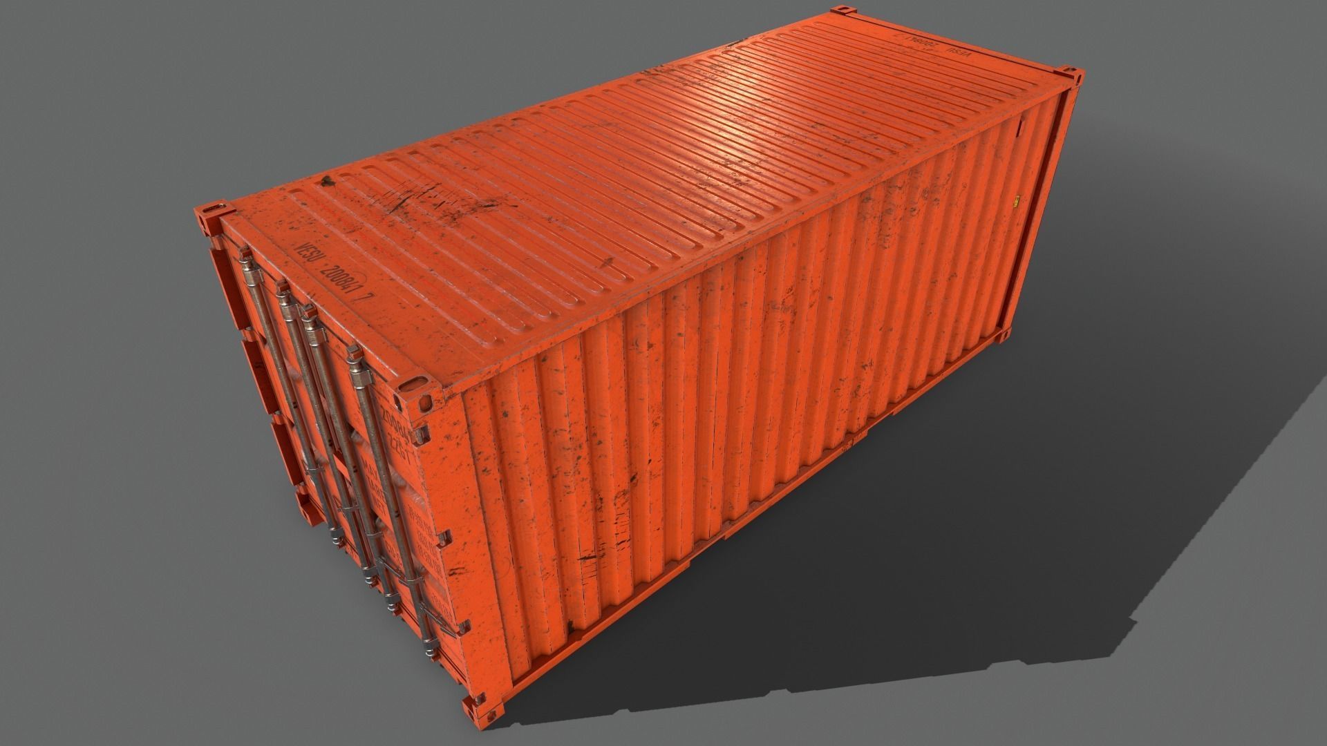PBR 20 ft Shipping Cargo Container Version 2 - Orange Low-poly 3D model_15