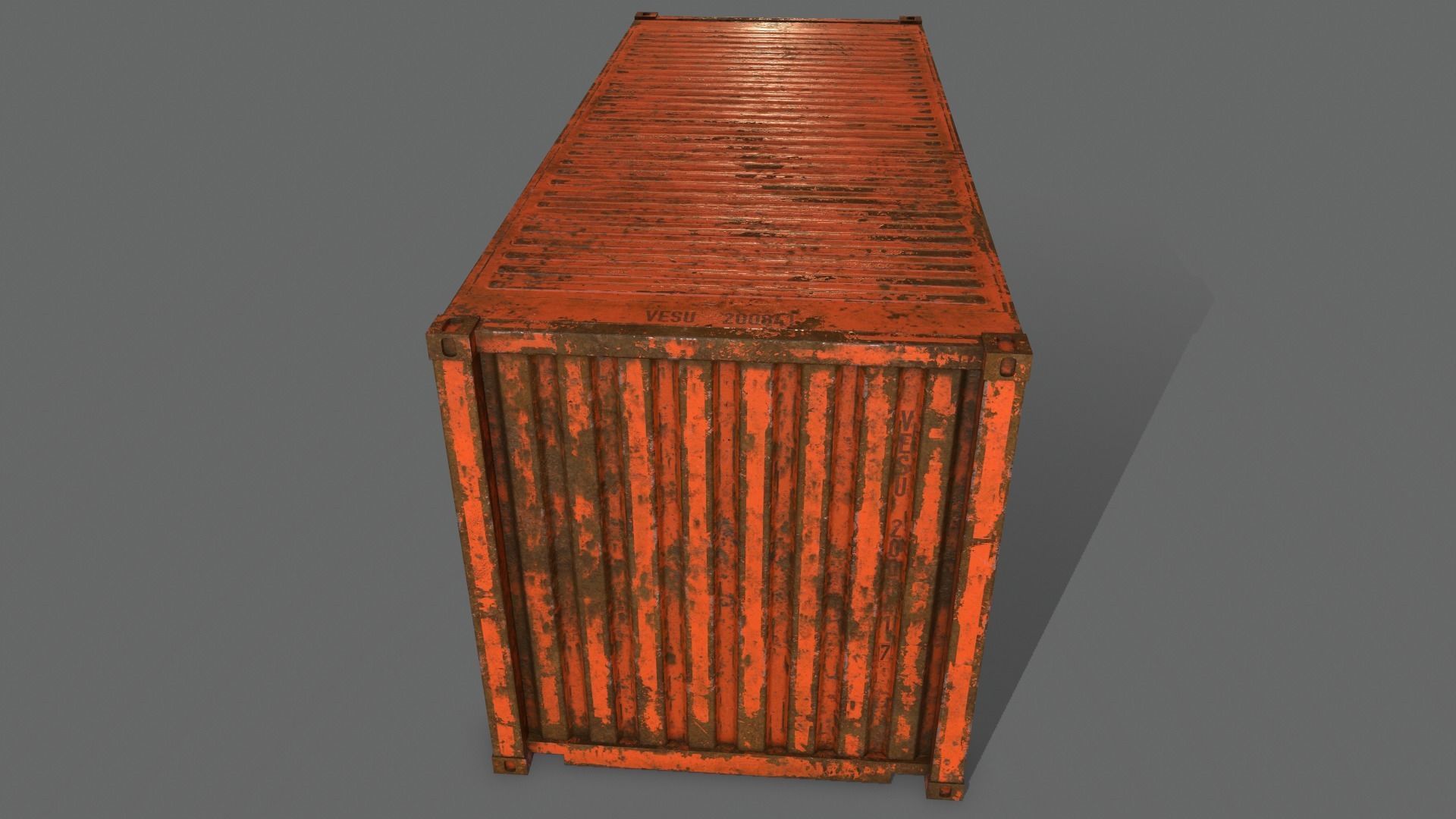 PBR 20 ft Shipping Cargo Container Version 2 - Orange Low-poly 3D model_13