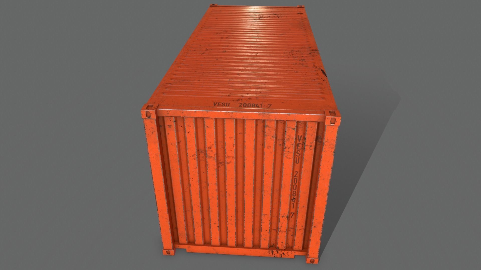 PBR 20 ft Shipping Cargo Container Version 2 - Orange Low-poly 3D model_12