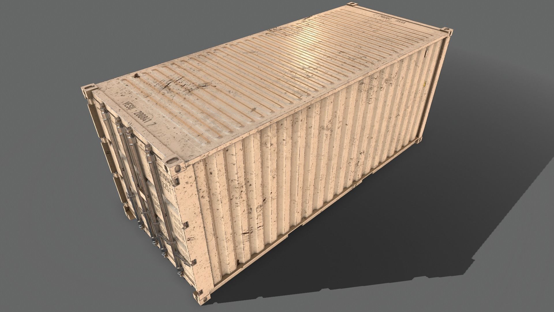 PBR 20 ft Shipping Cargo Container Version 2 - White Low-poly 3D model_15