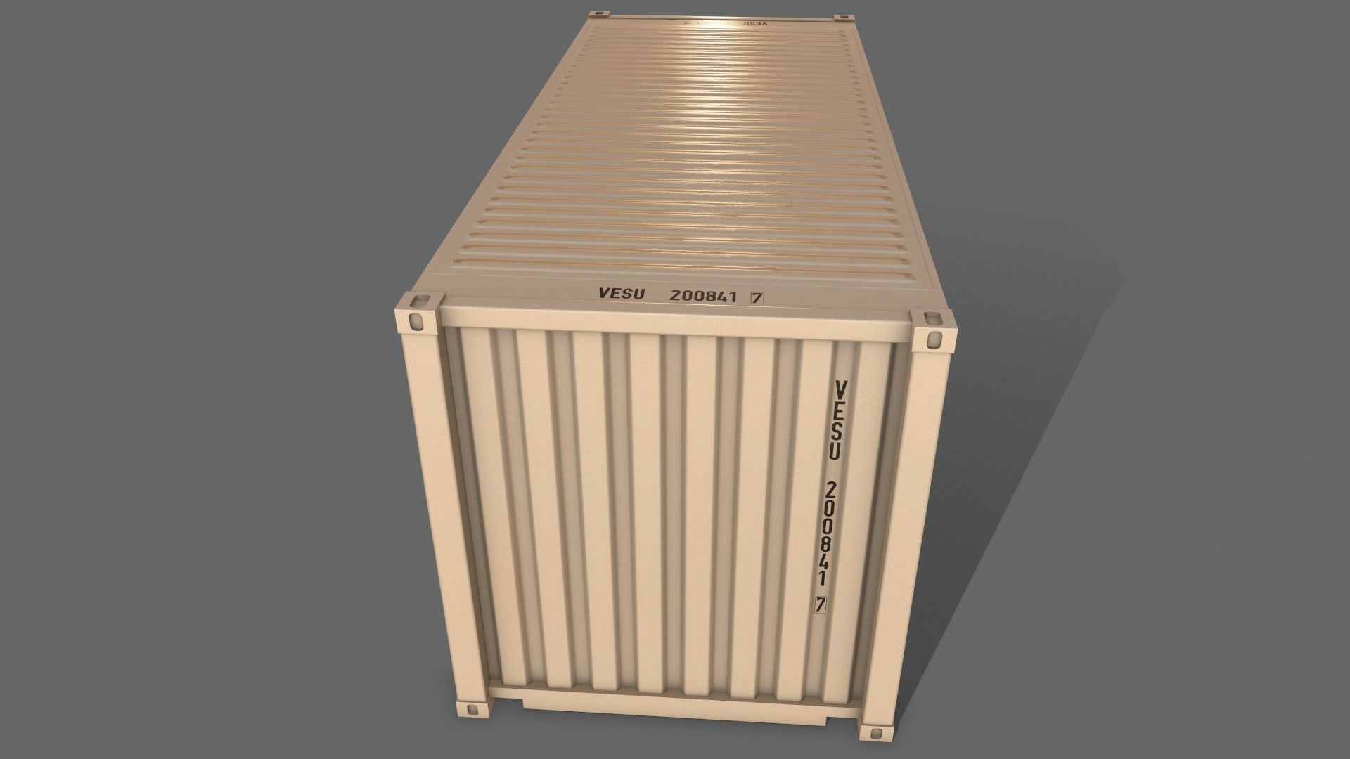 PBR 20 ft Shipping Cargo Container Version 2 - White Low-poly 3D model_11