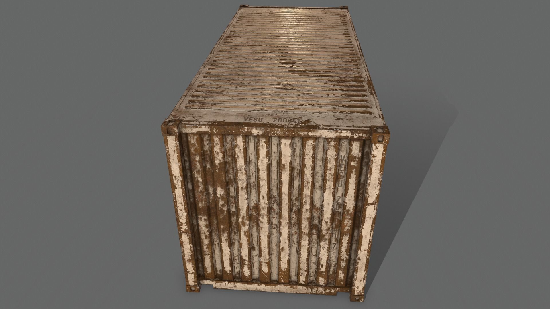 PBR 20 ft Shipping Cargo Container Version 2 - White Low-poly 3D model_13