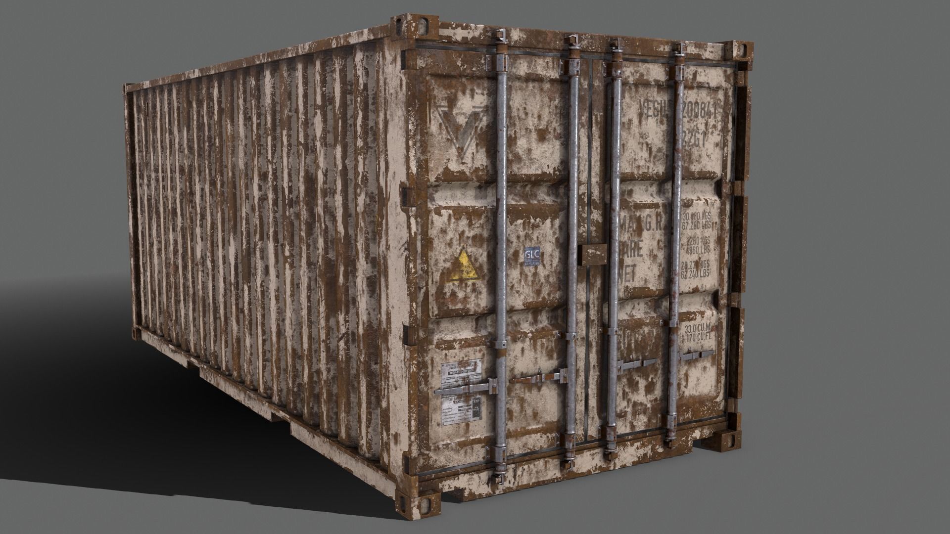 PBR 20 ft Shipping Cargo Container Version 2 - White Low-poly 3D model_7