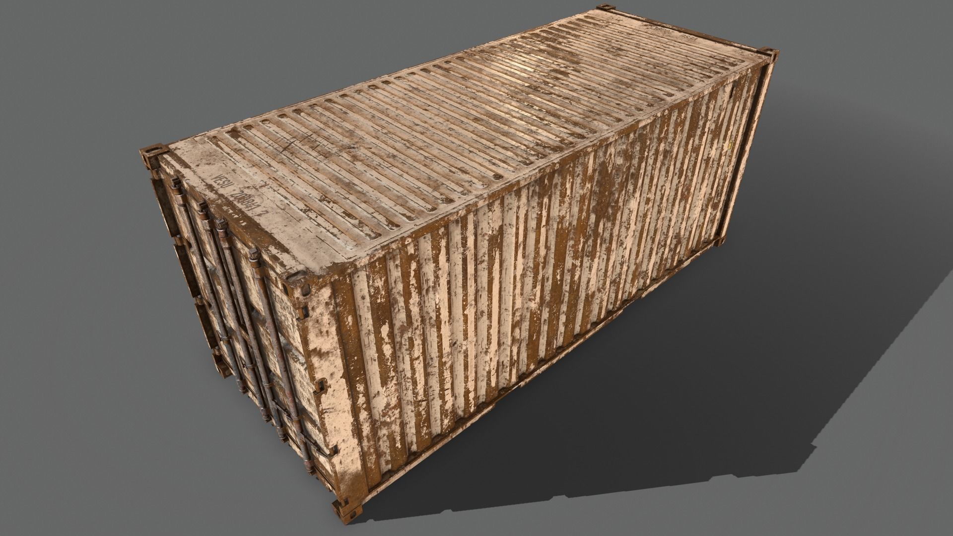 PBR 20 ft Shipping Cargo Container Version 2 - White Low-poly 3D model_16