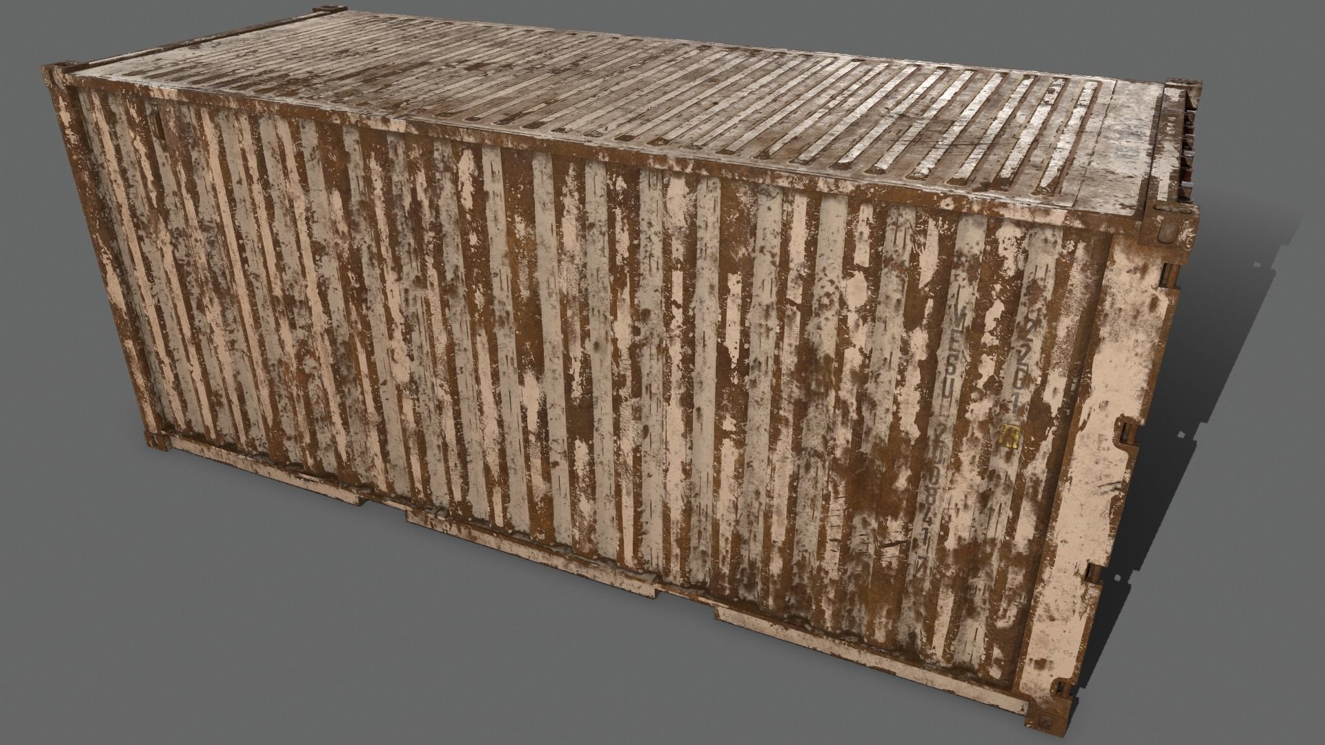 PBR 20 ft Shipping Cargo Container Version 2 - White Low-poly 3D model_10