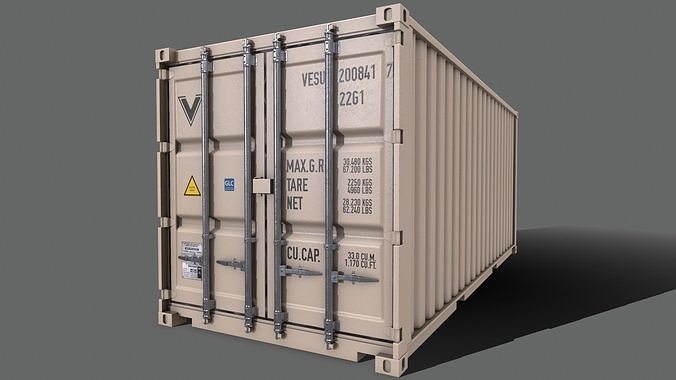 PBR 20 ft Shipping Cargo Container Version 2 - White Low-poly 3D model