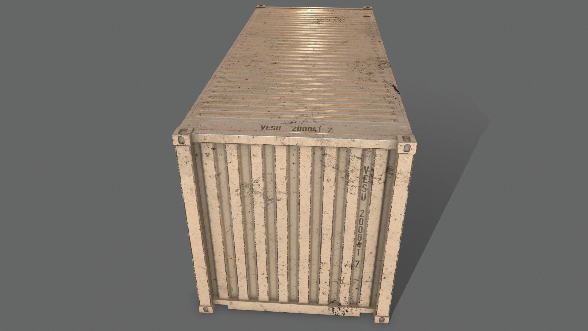 PBR 20 ft Shipping Cargo Container Version 2 - White Low-poly 3D model_12