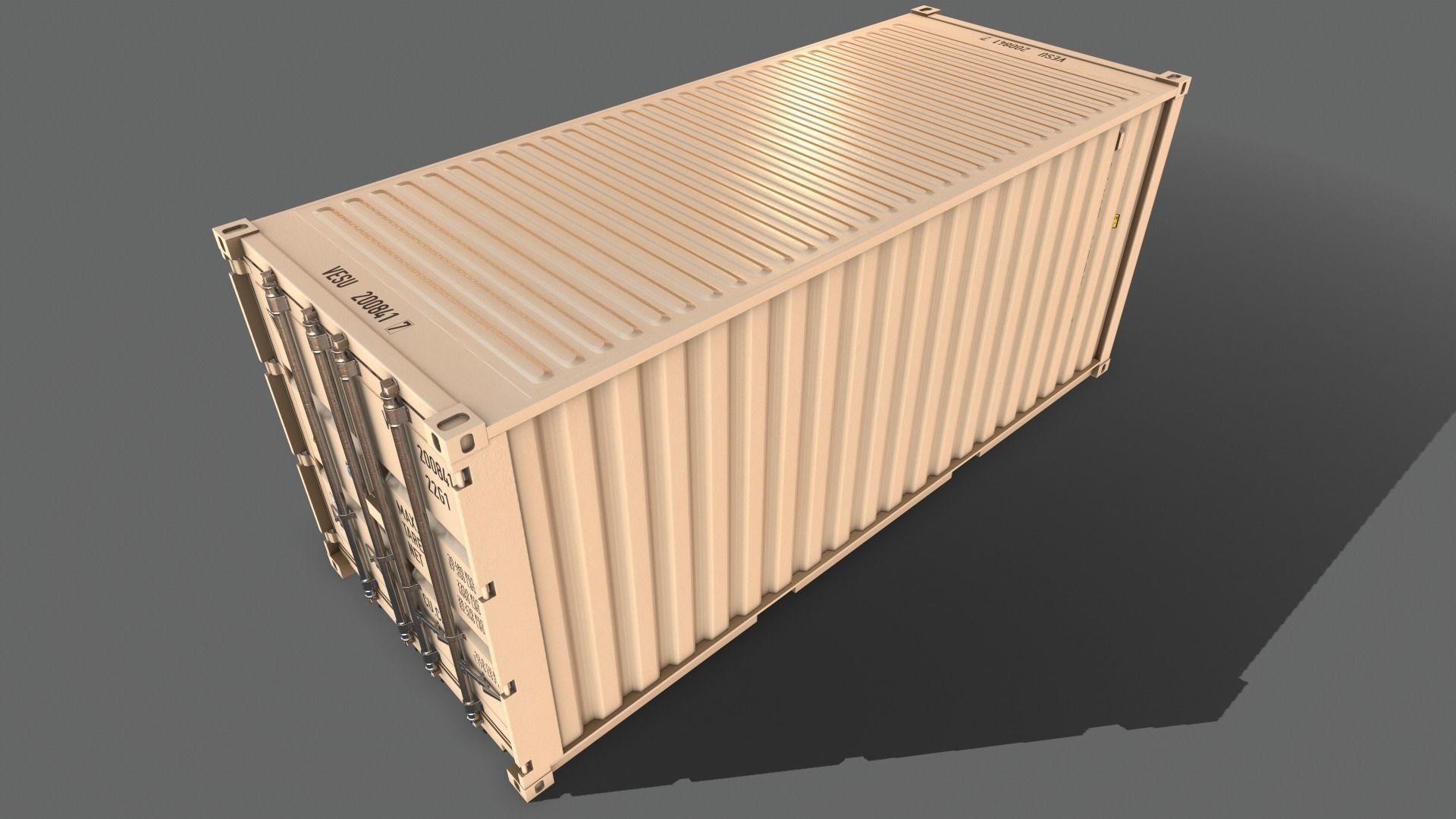 PBR 20 ft Shipping Cargo Container Version 2 - White Low-poly 3D model_14
