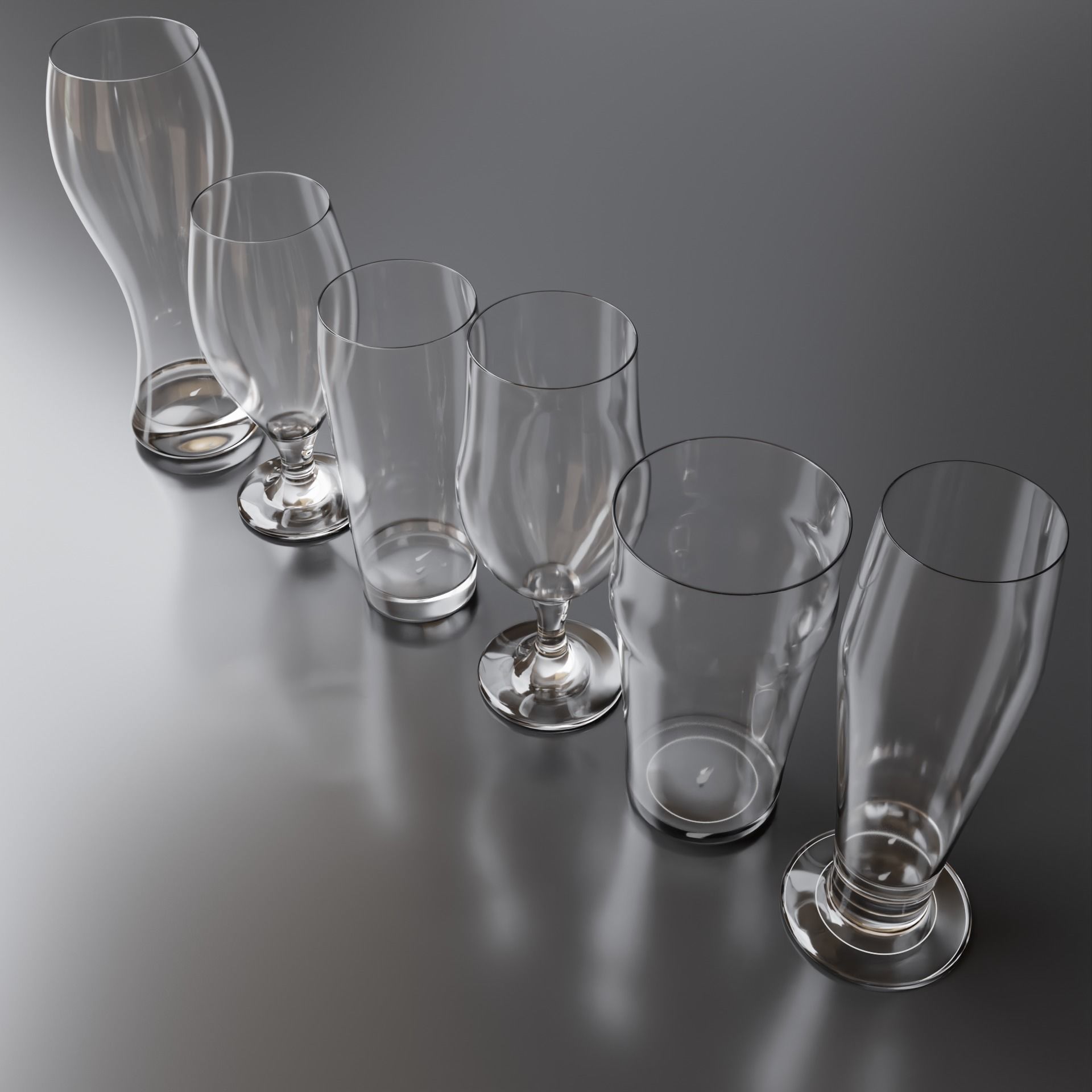 Complete Glasses Set Low-poly 3D model_3