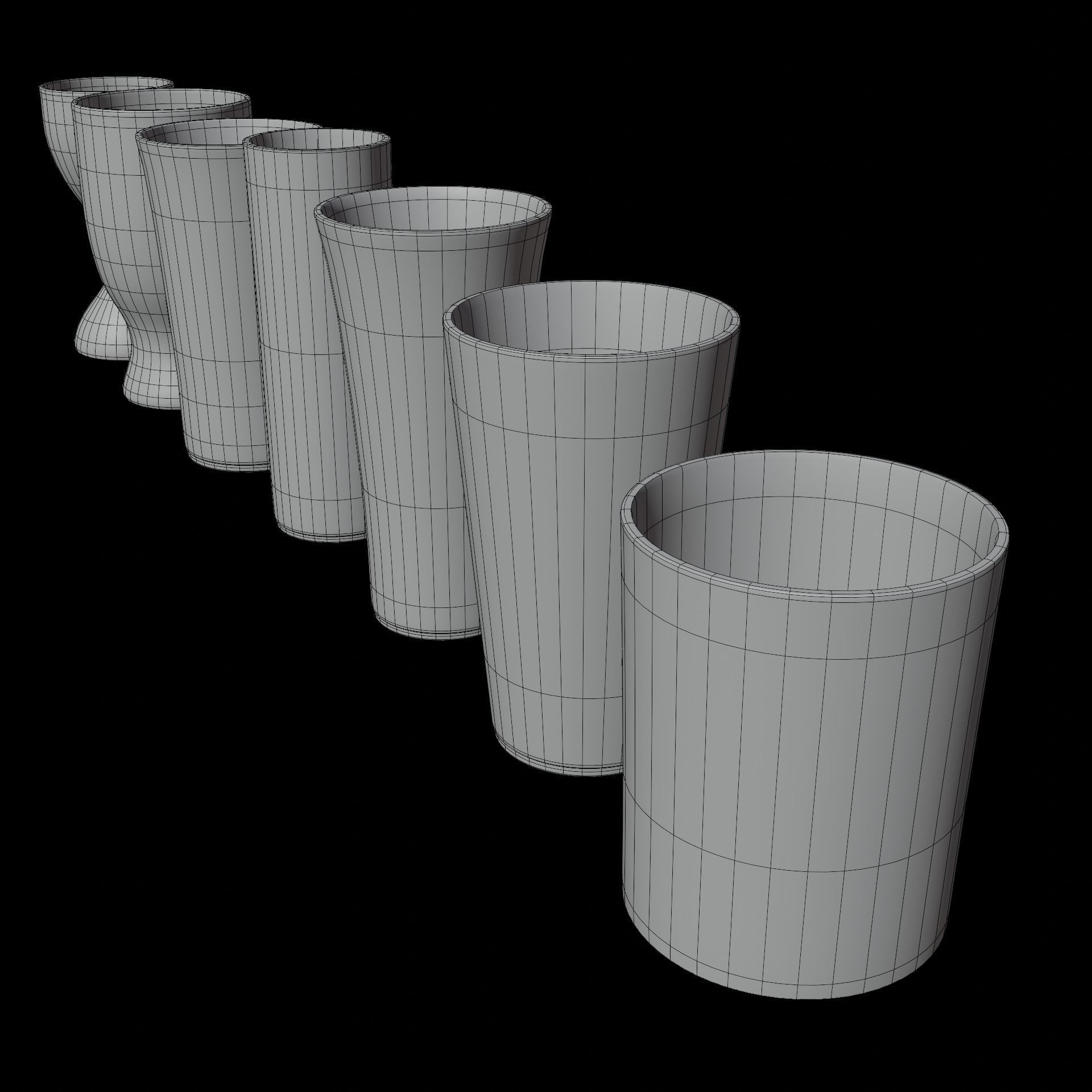 Complete Glasses Set Low-poly 3D model_19