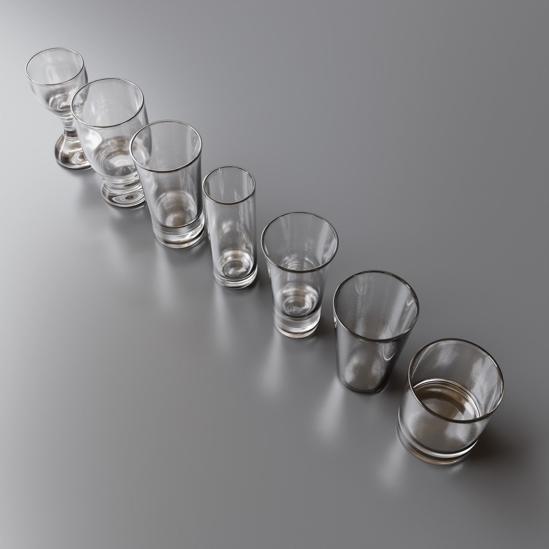 Complete Glasses Set Low-poly 3D model_16